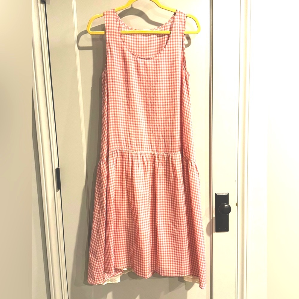 Apuntob Sleeveless Red Gingham Dress